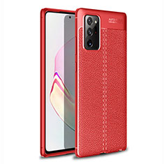 Coque Silicone Gel Motif Cuir Housse Etui pour Samsung Galaxy Note 20 Ultra 5G Rouge