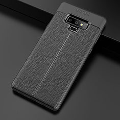 Coque Silicone Gel Motif Cuir Housse Etui pour Samsung Galaxy Note 9 Noir