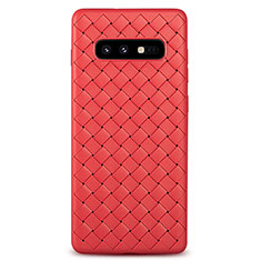Coque Silicone Gel Motif Cuir Housse Etui pour Samsung Galaxy S10e Rouge