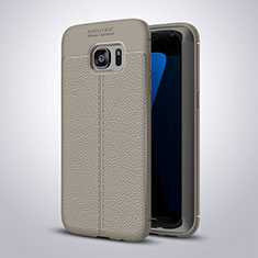 Coque Silicone Gel Motif Cuir Housse Etui pour Samsung Galaxy S7 Edge G935F Cyan