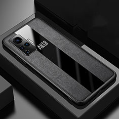 Coque Silicone Gel Motif Cuir Housse Etui pour Vivo X50 Pro 5G Noir