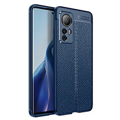 Coque Silicone Gel Motif Cuir Housse Etui pour Xiaomi Mi 12S Pro 5G Bleu