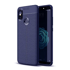 Coque Silicone Gel Motif Cuir Housse Etui pour Xiaomi Mi 6X Bleu