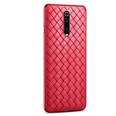 Coque Silicone Gel Motif Cuir Housse Etui pour Xiaomi Mi 9T Pro Rouge