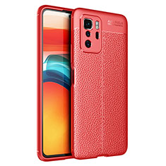 Coque Silicone Gel Motif Cuir Housse Etui pour Xiaomi Poco X3 GT 5G Rouge