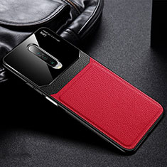 Coque Silicone Gel Motif Cuir Housse Etui pour Xiaomi Redmi K30 4G Rouge