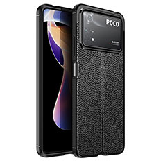 Coque Silicone Gel Motif Cuir Housse Etui pour Xiaomi Redmi Note 11E Pro 5G Noir