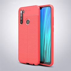 Coque Silicone Gel Motif Cuir Housse Etui pour Xiaomi Redmi Note 8 (2021) Rouge