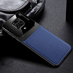 Coque Silicone Gel Motif Cuir Housse Etui pour Xiaomi Redmi Note 9S Bleu