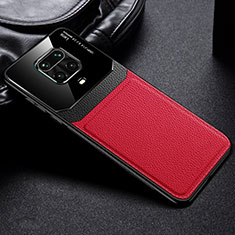 Coque Silicone Gel Motif Cuir Housse Etui pour Xiaomi Redmi Note 9S Rouge