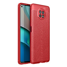 Coque Silicone Gel Motif Cuir Housse Etui pour Xiaomi Redmi Note 9T 5G Rouge