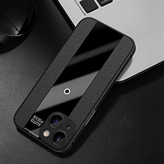 Coque Silicone Gel Motif Cuir Housse Etui S01 pour Apple iPhone 13 Mini Noir