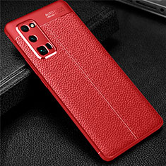 Coque Silicone Gel Motif Cuir Housse Etui S01 pour Huawei Honor 30 Pro+ Plus Rouge