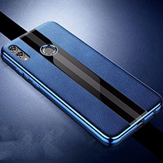 Coque Silicone Gel Motif Cuir Housse Etui S01 pour Huawei Honor 8X Bleu