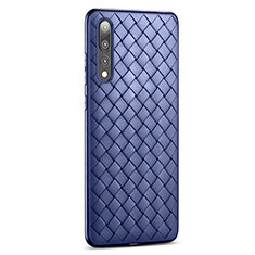 Coque Silicone Gel Motif Cuir Housse Etui S01 pour Huawei P20 Pro Bleu
