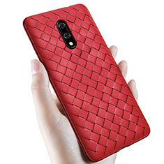 Coque Silicone Gel Motif Cuir Housse Etui S01 pour OnePlus 7 Rouge