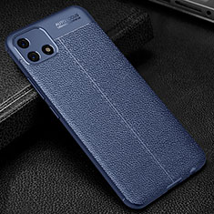 Coque Silicone Gel Motif Cuir Housse Etui S01 pour Oppo A16e Bleu