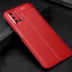 Coque Silicone Gel Motif Cuir Housse Etui S01 pour Oppo A52 Rouge