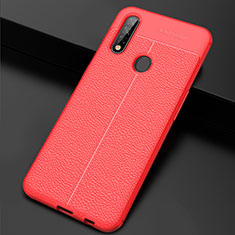 Coque Silicone Gel Motif Cuir Housse Etui S01 pour Oppo A8 Rouge