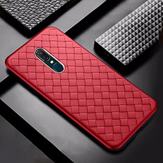 Coque Silicone Gel Motif Cuir Housse Etui S01 pour Oppo A9 Rouge