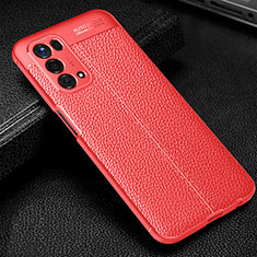 Coque Silicone Gel Motif Cuir Housse Etui S01 pour Oppo A93 5G Rouge