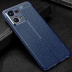 Coque Silicone Gel Motif Cuir Housse Etui S01 pour Oppo F21 Pro 4G Bleu