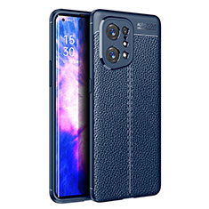 Coque Silicone Gel Motif Cuir Housse Etui S01 pour Oppo Find X5 5G Bleu