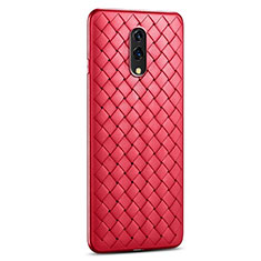 Coque Silicone Gel Motif Cuir Housse Etui S01 pour Oppo K3 Rouge