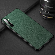 Coque Silicone Gel Motif Cuir Housse Etui S01 pour Oppo K5 Vert