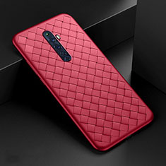 Coque Silicone Gel Motif Cuir Housse Etui S01 pour Oppo Reno2 Z Rouge