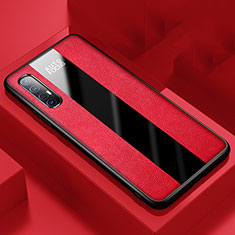 Coque Silicone Gel Motif Cuir Housse Etui S01 pour Oppo Reno3 Pro Rouge