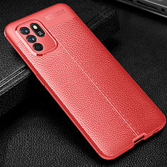 Coque Silicone Gel Motif Cuir Housse Etui S01 pour Oppo Reno6 Z 5G Rouge