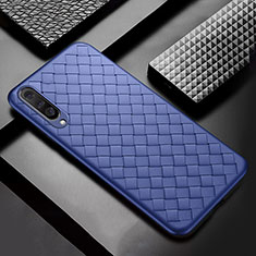 Coque Silicone Gel Motif Cuir Housse Etui S01 pour Samsung Galaxy A50S Bleu