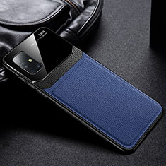 Coque Silicone Gel Motif Cuir Housse Etui S01 pour Samsung Galaxy A51 5G Bleu
