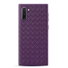 Coque Silicone Gel Motif Cuir Housse Etui S01 pour Samsung Galaxy Note 10 5G Violet