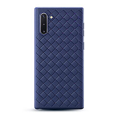 Coque Silicone Gel Motif Cuir Housse Etui S01 pour Samsung Galaxy Note 10 Bleu