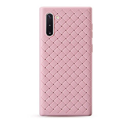 Coque Silicone Gel Motif Cuir Housse Etui S01 pour Samsung Galaxy Note 10 Or Rose