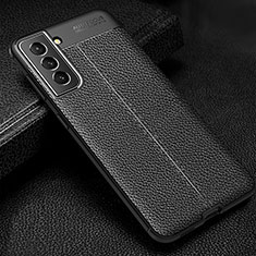Coque Silicone Gel Motif Cuir Housse Etui S01 pour Samsung Galaxy S25 Plus 5G Noir