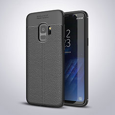 Coque Silicone Gel Motif Cuir Housse Etui S01 pour Samsung Galaxy S9 Noir