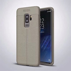 Coque Silicone Gel Motif Cuir Housse Etui S01 pour Samsung Galaxy S9 Plus Gris