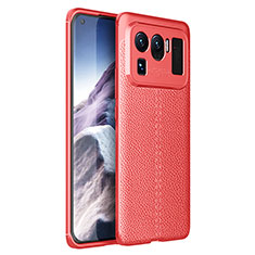 Coque Silicone Gel Motif Cuir Housse Etui S01 pour Xiaomi Mi 11 Ultra 5G Rouge