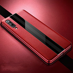 Coque Silicone Gel Motif Cuir Housse Etui S01 pour Xiaomi Mi 9 Pro Rouge