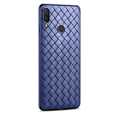 Coque Silicone Gel Motif Cuir Housse Etui S01 pour Xiaomi Redmi Note 7 Pro Bleu