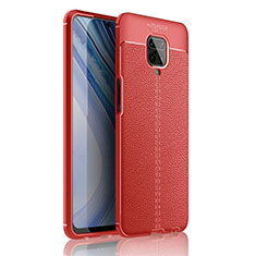 Coque Silicone Gel Motif Cuir Housse Etui S01 pour Xiaomi Redmi Note 9 Pro Rouge