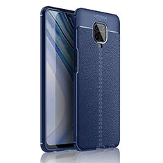 Coque Silicone Gel Motif Cuir Housse Etui S01 pour Xiaomi Redmi Note 9S Bleu