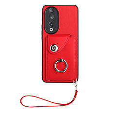 Coque Silicone Gel Motif Cuir Housse Etui S01D pour Huawei Honor 90 5G Rouge