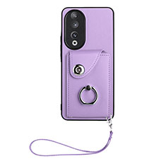 Coque Silicone Gel Motif Cuir Housse Etui S01D pour Huawei Honor 90 5G Violet