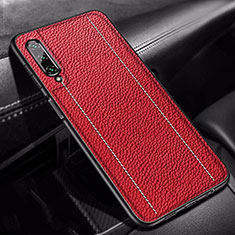 Coque Silicone Gel Motif Cuir Housse Etui S02 pour Huawei Honor 9X Pro Rouge