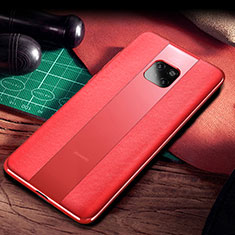 Coque Silicone Gel Motif Cuir Housse Etui S02 pour Huawei Mate 20 Pro Rouge