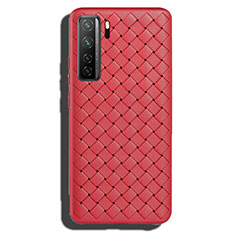 Coque Silicone Gel Motif Cuir Housse Etui S02 pour Huawei P40 Lite 5G Rouge